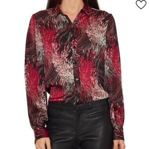 Equipment Femme Danton Shirt Silky Satin Button Up Blouse Top XL